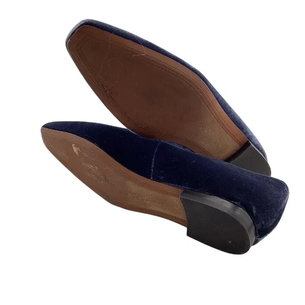 Sam Edelman Emelie Square Toe Loafers Womens Size 6.5 Velvet Slip On Blue Flats - Image 9