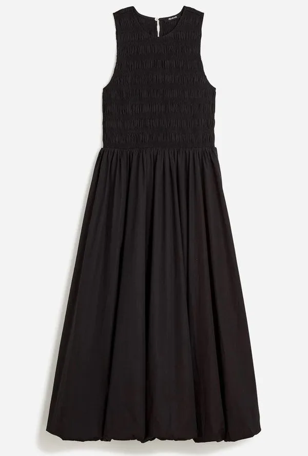 Madewell The Melody Bubble-Hem Smocked Midi Dress in Poplin Size XXS - Image 6
