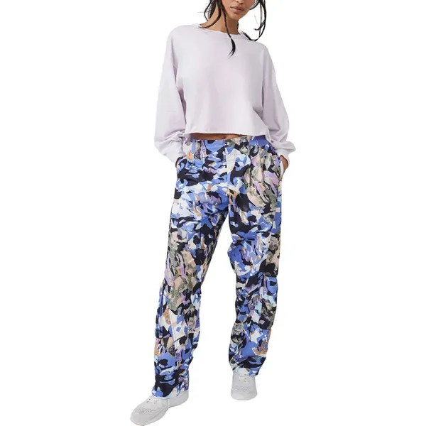 NEW Free People Mesmerize Me Print Cargo Pants Size Medium Purple Camo Wide Leg - Image 16