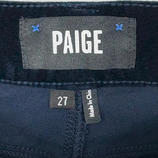 Paige High Rise Bootcut Pants Zip Fly & Button Closure Deep Navy Velvet Size 27 - Image 3