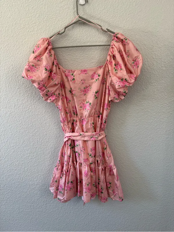 LoveShackFancy x Target Pink Floral Puff Sleeve Mini Dress NWT Cottagecore - Image 4