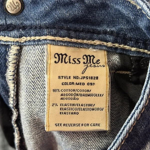 Miss Me Denim Jeans Distressed Boot Fleur De Lis JP5182B Embroidered Back Pocket - Image 10