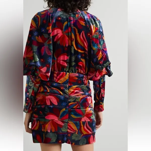 NWT Farm Rio Velvet‎ Dress in Black Banana Sky Size Medium - Image 2