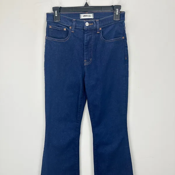 NEW Madewell The Stretch Flare Jean Rinse Wash Dark Blue High Rise US 26 - Image 6