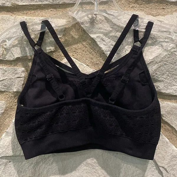 Gymshark Black Strappy Cropped Sport Athletic Top S - Image 3