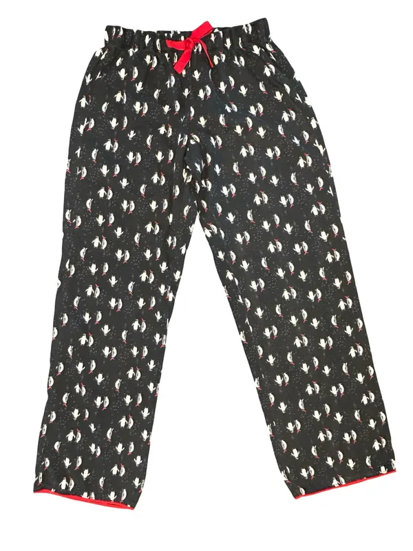 VTG Victoria's Secret The Dreamer Flannel Pj Set tuxedo Penguin Holiday cozy SM - Image 6