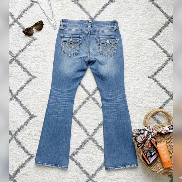 Y2K Women’s Embroidered Low Rise Bootcut Distressed Jeans - Image 2