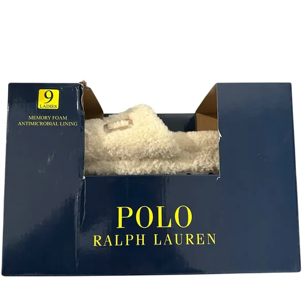 POLO RALPH LAUREN  WOMEN'S ROBIN PLATFORM SLIDE/SLIPPERS CREAM LOGO - Image 2