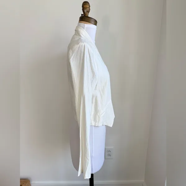Lulus Miss Punctuality Ivory Cropped Lightweight Linen Blazer Small - Image 5