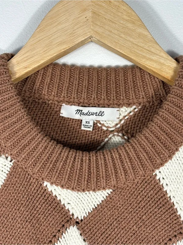 Madewell‎ Merriam Pullover Checkered CrewNeck Sweater Women’s Sz XS - Image 4