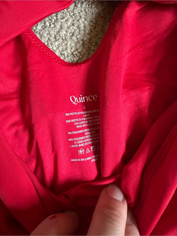 NWT Quince Italian Cut Out One-Piece Swimsuit cherry large - Image 3