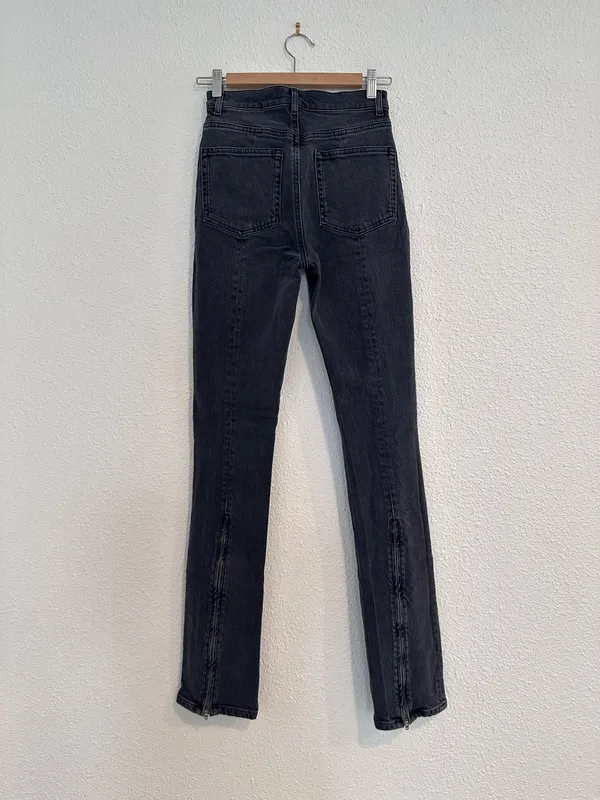 reformation camilla vintage erie black high waisted back ankle zip flare jean - Image 7