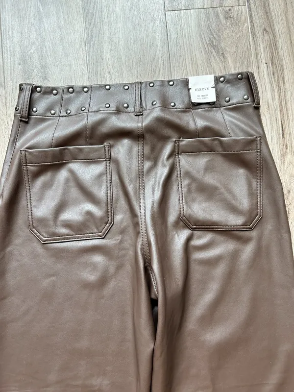 Anthropologie Maeve Colette Full-Length Faux Leather Studded Pants Size 32 NWT - Image 10
