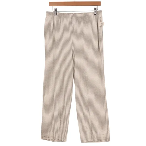 Charter Club Intimates Pajama Set Womens S Gray White Striped Cotton Sleepwear - Image 3