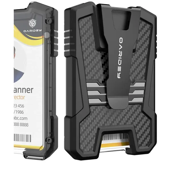 Oaridey Carbon Fiber Badge Holder/Id Card Holder/Portable Travel Wallet with Man - Image 2