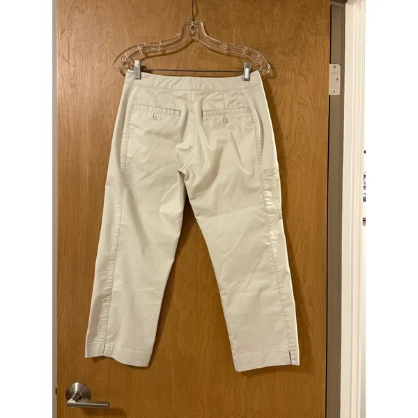 Adidas Stretch Beige Khaki Cropped Golf Pants Womens Size 2 Cargo Zip Pockets - Image 2