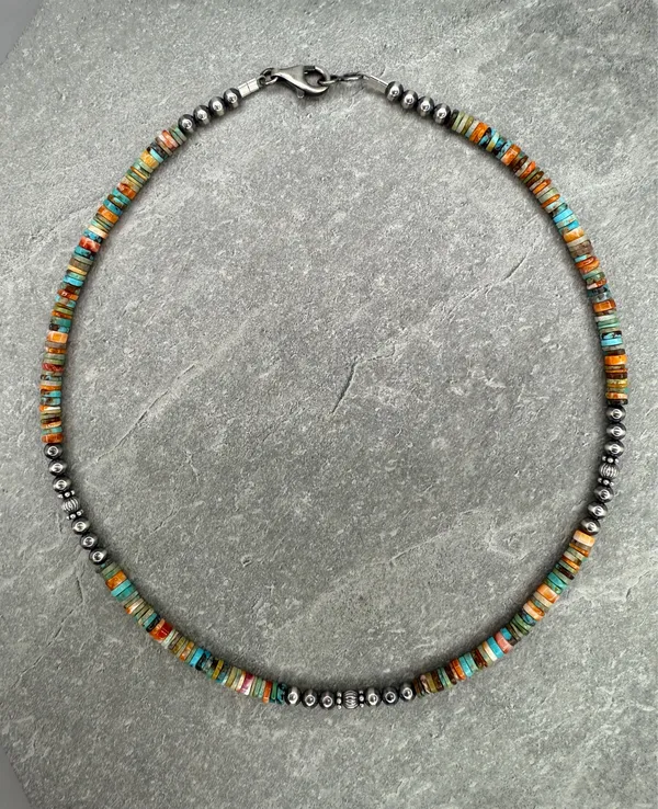 Handmade 16” Navajo Style Sterling Silver Pearls Necklace - Image 3