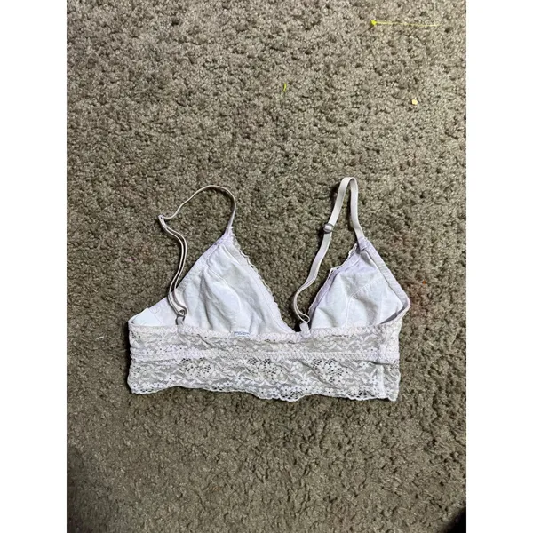 Gilly Hicks Women Cream Floral Lace Unlined Bralette Triangle Bra‎ Small - Image 4
