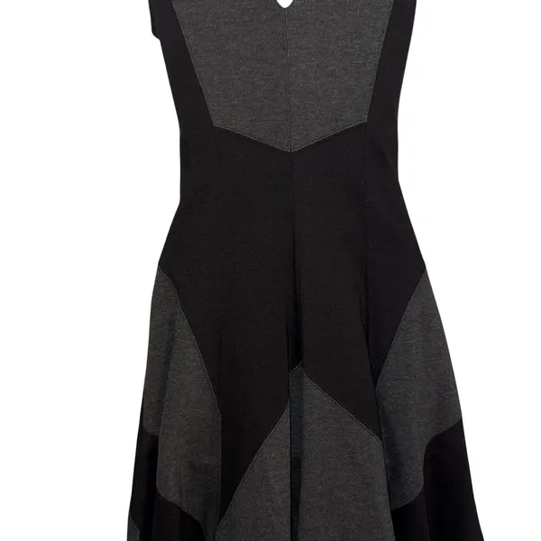 HALE BOB‎ Sleeveless V Neck Fit and Flare Dress Panel Blocked Black & Gray EUC S - Image 8