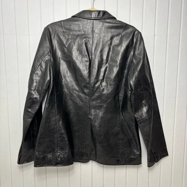 GAP Vintage Y2K 2000 Women’s Black Genuine Leather Jacket Size L‎ - Image 6