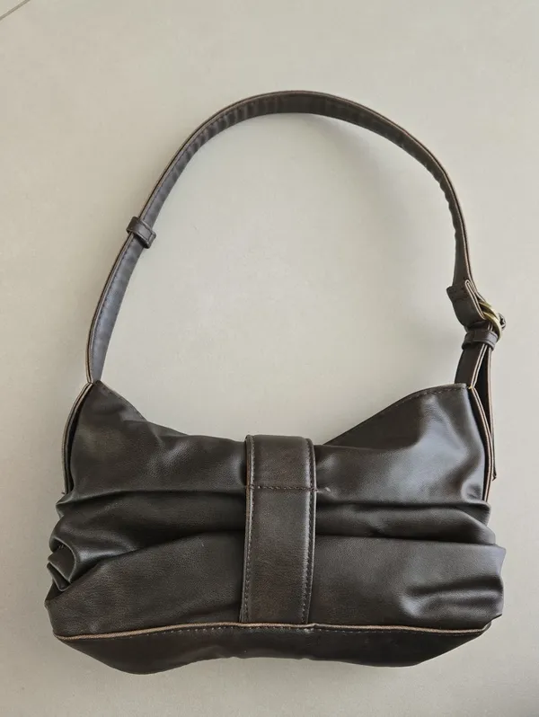 Zara Buckled Shoulder Bag In Dark Brown - Image 3