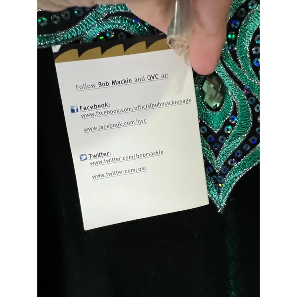 Bob Mackie Emerald Green Velvet Dress Embellished Beaded Neckline Elegant S New - Image 11