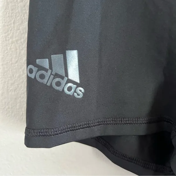 Adidas Alpha Skin Black Tights Shorts Spellout Waist Band XS - Image 2