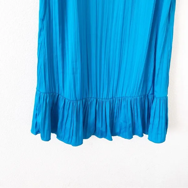 Anthropologie Maeve Blue Pleated Drop Waist Tunic Boho Babydoll Mini Dress - Image 5