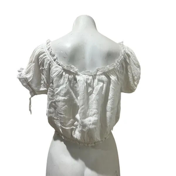 American Eagle Women's Off-Shoulder Lace Blouse White Size M - Image 9