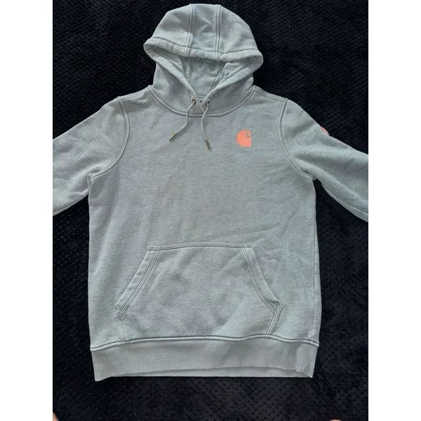 Carhartt‎ Women's Hoodie Relaxed Fit Pullover Fleece Logo Sleeve Workwear Sz M - Image 2