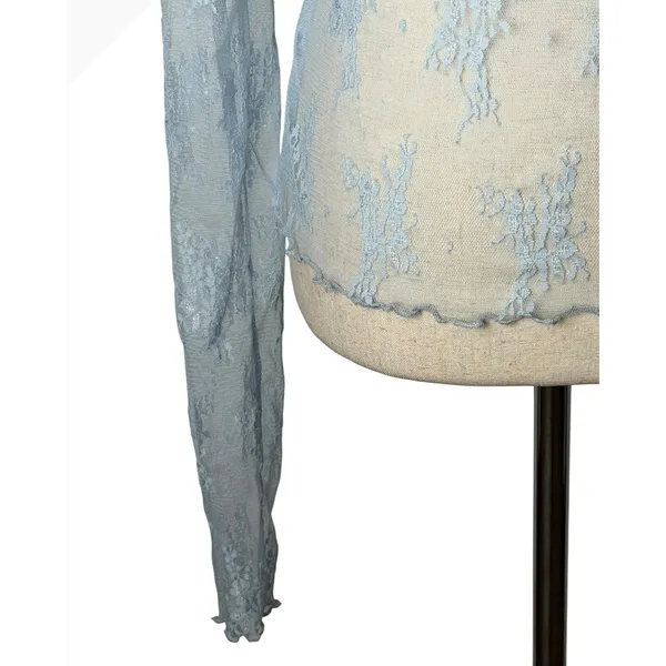 Beverly and Beck PacSun Lace Mesh Top Women Small Blue NWT Sheer Fairycore Y2K - Image 6