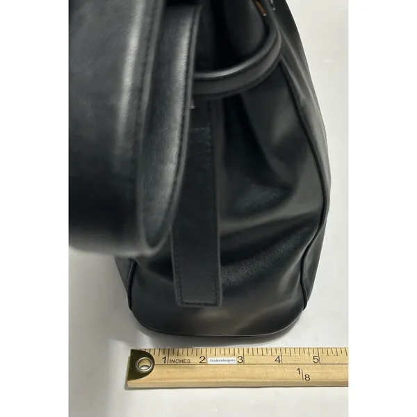 Time & Tru Dalton Shoulder Bag Black Faux Leather Purse Silver Belt Hardware NWT - Image 7