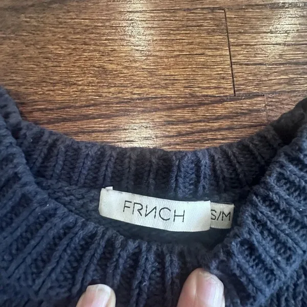 Anthropologie Frnch Paris Chunky Knit Pullover Crewneck Sweater Small 2863 - Image 4