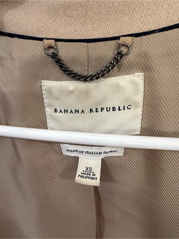 Banana Republic Italian Wool Camel Car Coat XS Quiet Luxury - Image 4