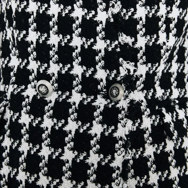 Zara TEXTURED TWEETED Houndstooth Blazer w/POCKETS BLACK/WHITE NEW - Image 15