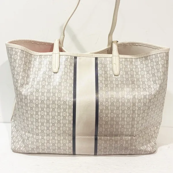 Tory Burch Tote Bag Gemini Link Shoulder Bag Printed Blue Chain - Image 8