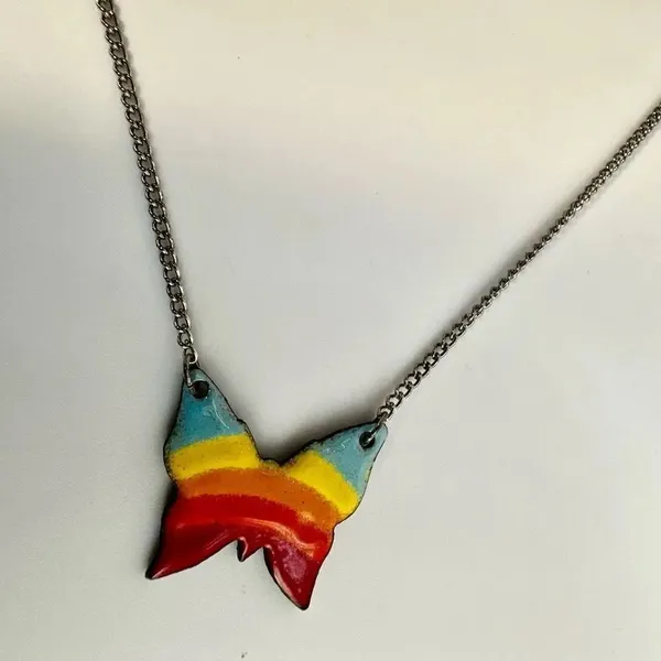 Rainbow butterfly pendant necklace - Image 3