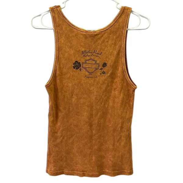 Harley Davidson Motorcycles Cotton Mother Road Tank Top Orange Stone Washed XL - Image 11
