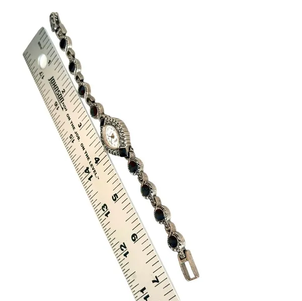 Fabergé Vintage Black Stone Marcasite Style Bracelet Watch - Image 12