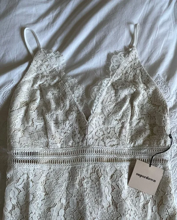 Remi White Lace Mini Dress - Image 3