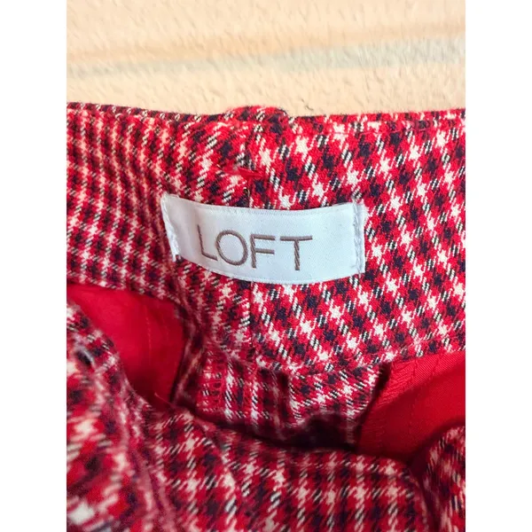 Loft Ankle Pants Women‎ 10 Red Gingham Check Slim Fit Stretch Tapered Trousers - Image 4