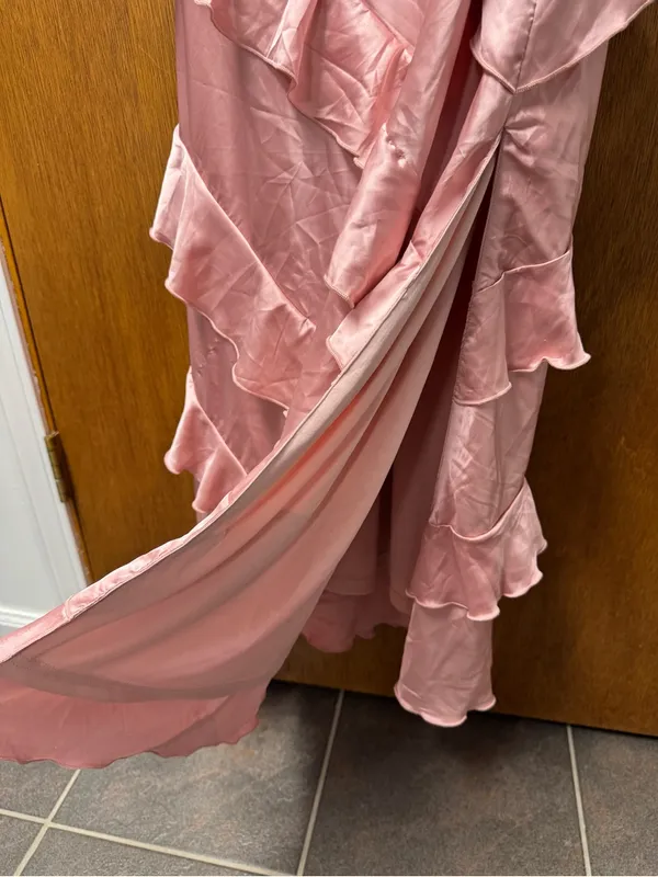 Petal + Pup Ciao Ruffles Maxi Satin Dress Sleeveless Long Pink Large NEW - Image 12