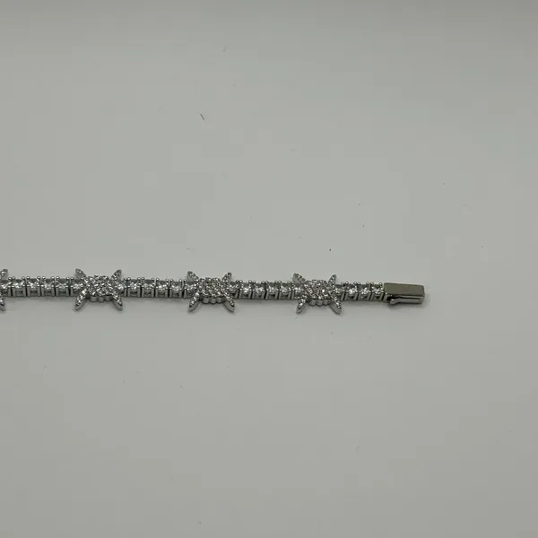 Mens Moissanite Barbwire Tennis Bracelet 8 Inch Real Silver Iced Plated Bold - Image 3