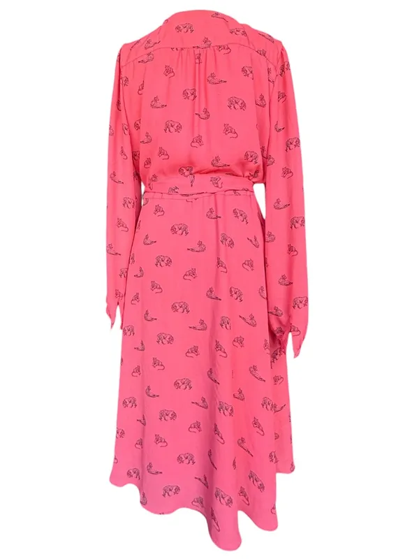 Banana Republic Factory Tiger Print Long Sleeve Button Down Dress Sz 10‎ - Image 7