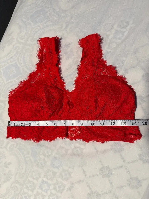 aerie Red Lace Longline Bralette size L - Image 10