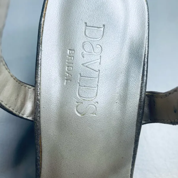 David's Bridal Metallic Strappy Heels - Image 6