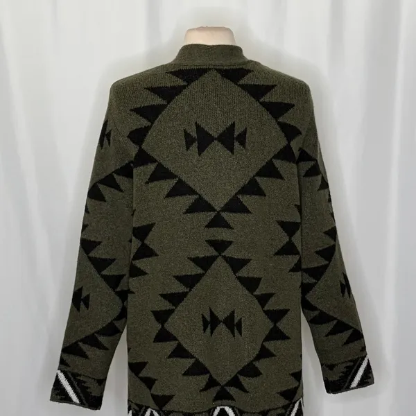 NWT!! FRYE Patterned Cozy Cardigan Sweater Burnt Olive Combo Green X-Large - Image 11