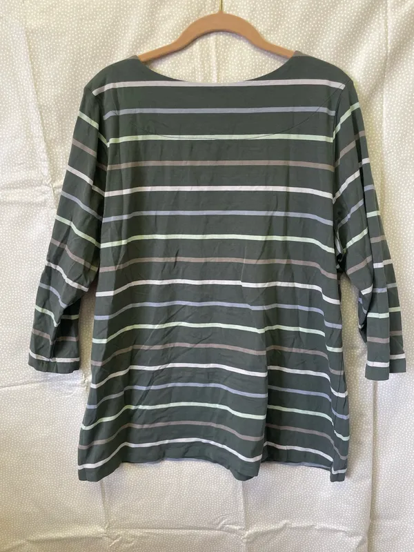 Denim & Co Yarn Dyed Stripe 3/4 Sleeve Boat Neck Top A277615 XL QVC - Image 5