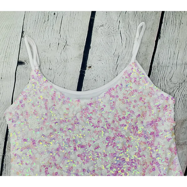 White Pearlescent Sequin Tank Top - Image 7
