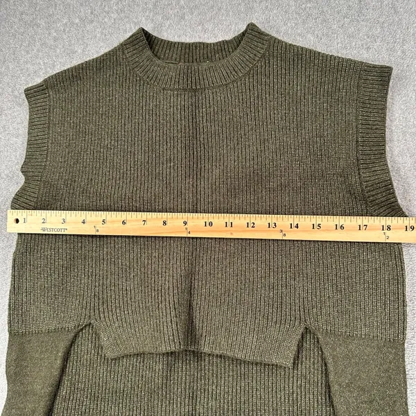 Kerisma High Low Sleeveless Tunic Sweater Women's S/M Olive Green Sleeveless - Image 3